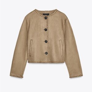 Zara Faux Suede Jacket with Braided Trim, Medium, New With Tags! Sold Out Online